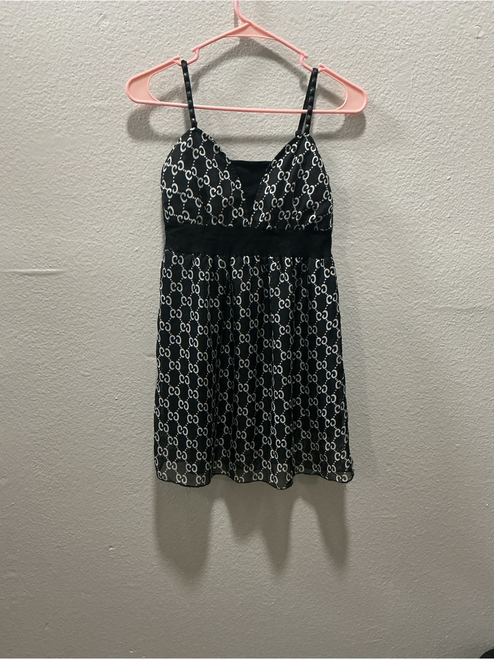 Black Printed Spaghetti-Strap dress or top